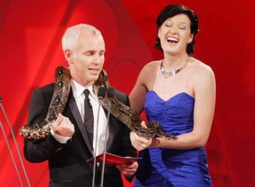 Toronto Rose, Sarah Sulivan, with our Boa constrictor "Cooper", during the Rose of Tralee Festival.